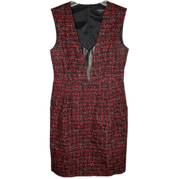 Nanette Lepore Colette Fit/Flare Dress Cotton/Silk/Leather - Black/Red/Aqua - 6 - Picture 2 of 11